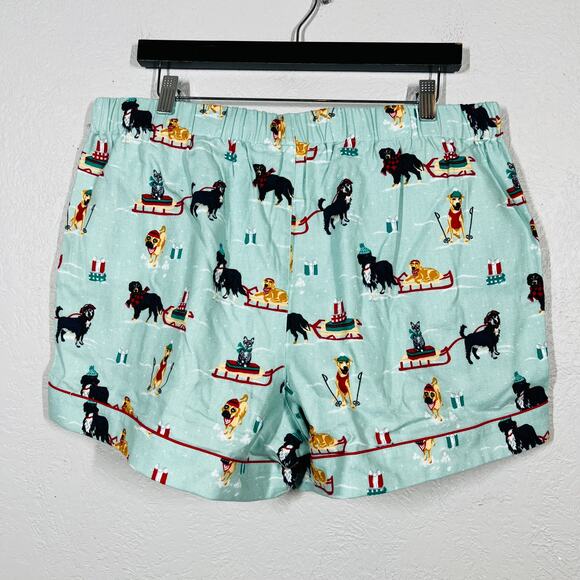 Lands End Christmas Dogs and Cats Shorts Sage - L - Picture 3 of 5
